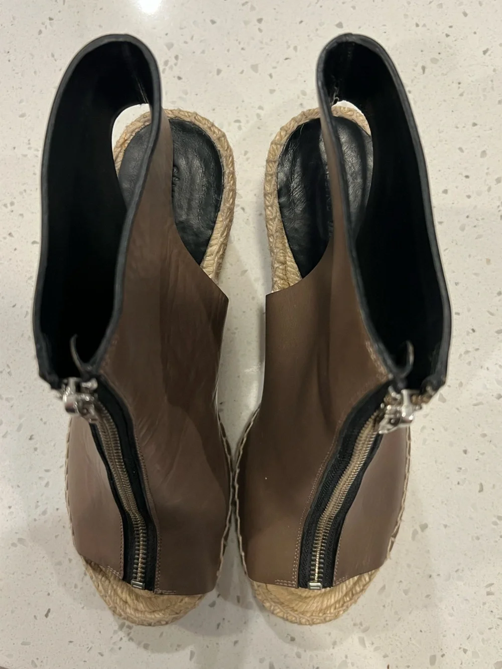 Celine Paris Brown Leather Espadrille Wedge Sandals EU 39